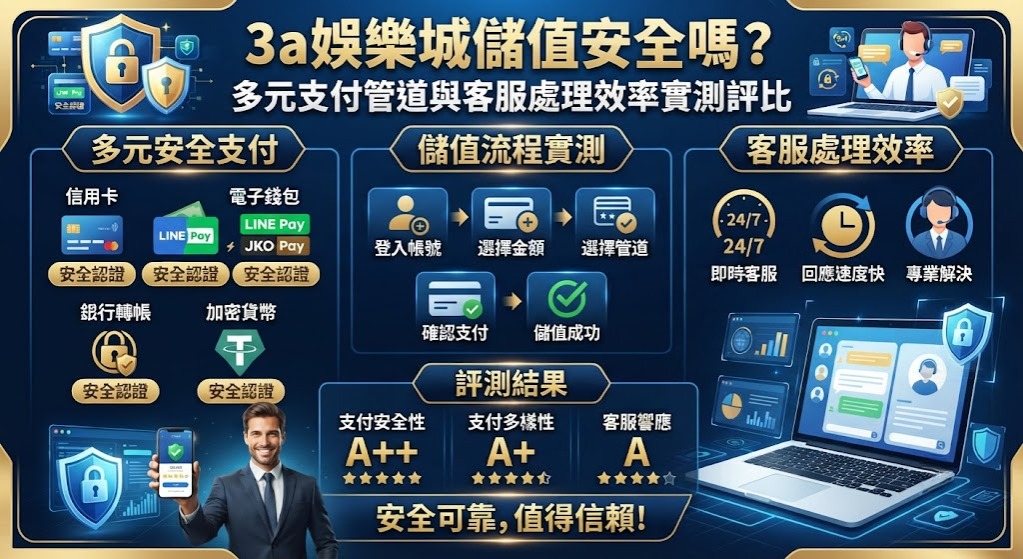 3a娛樂城儲值安全嗎？多元支付管道與客服處理效率實測評比